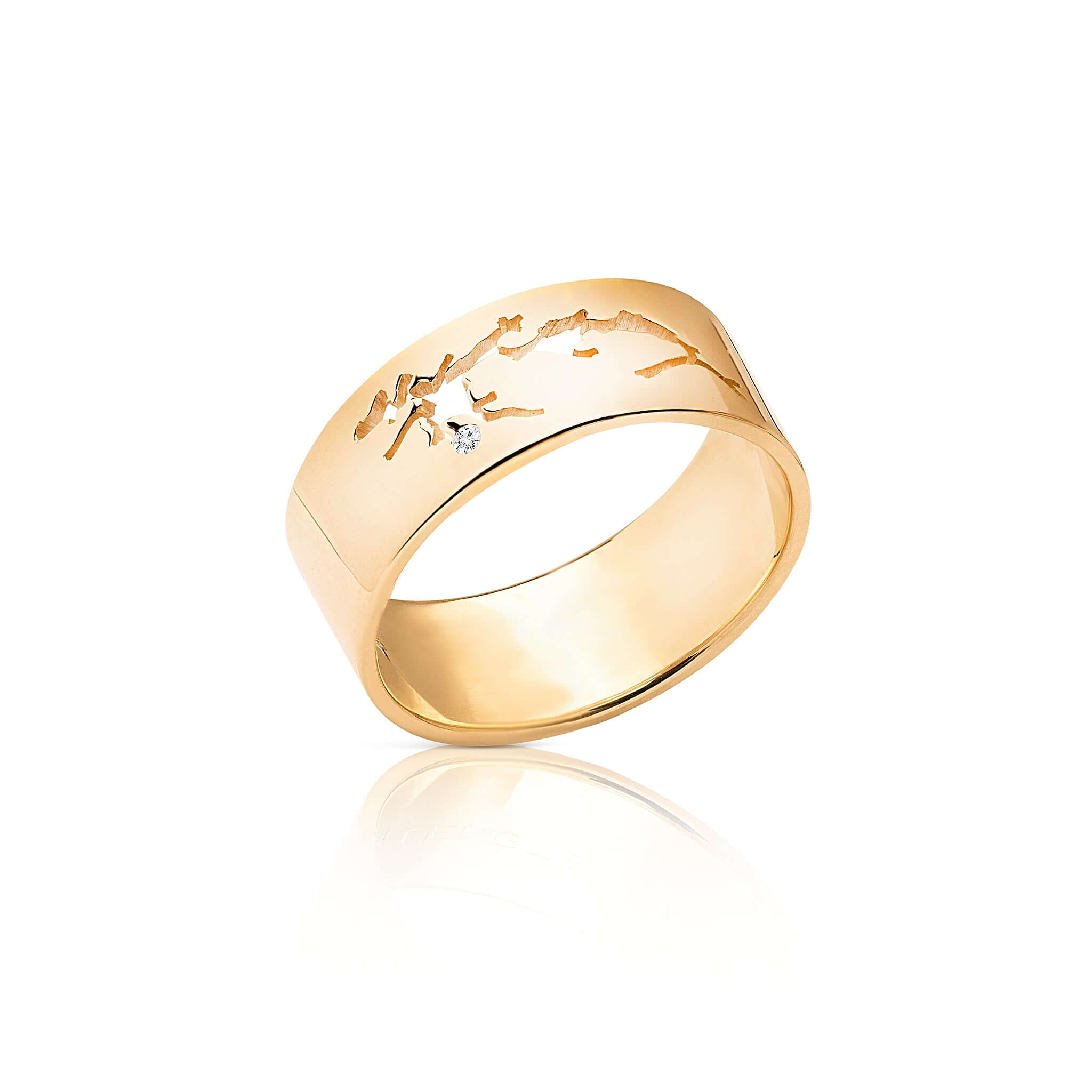 Personlig designet fjordring i gull med diamant