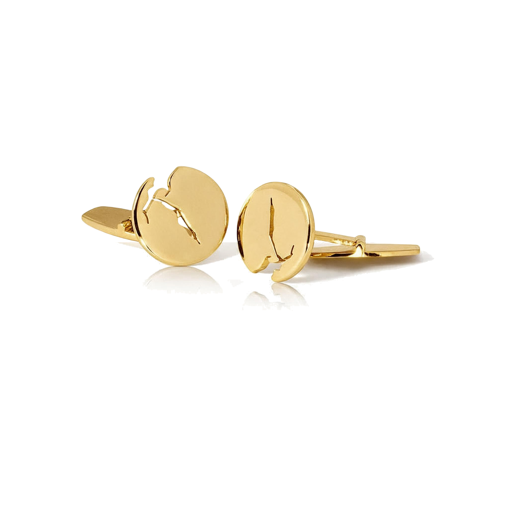 Fjord cufflinks 16 mm in 14k gold from Ekenberg Scandinavia's Fjords of Norway collection