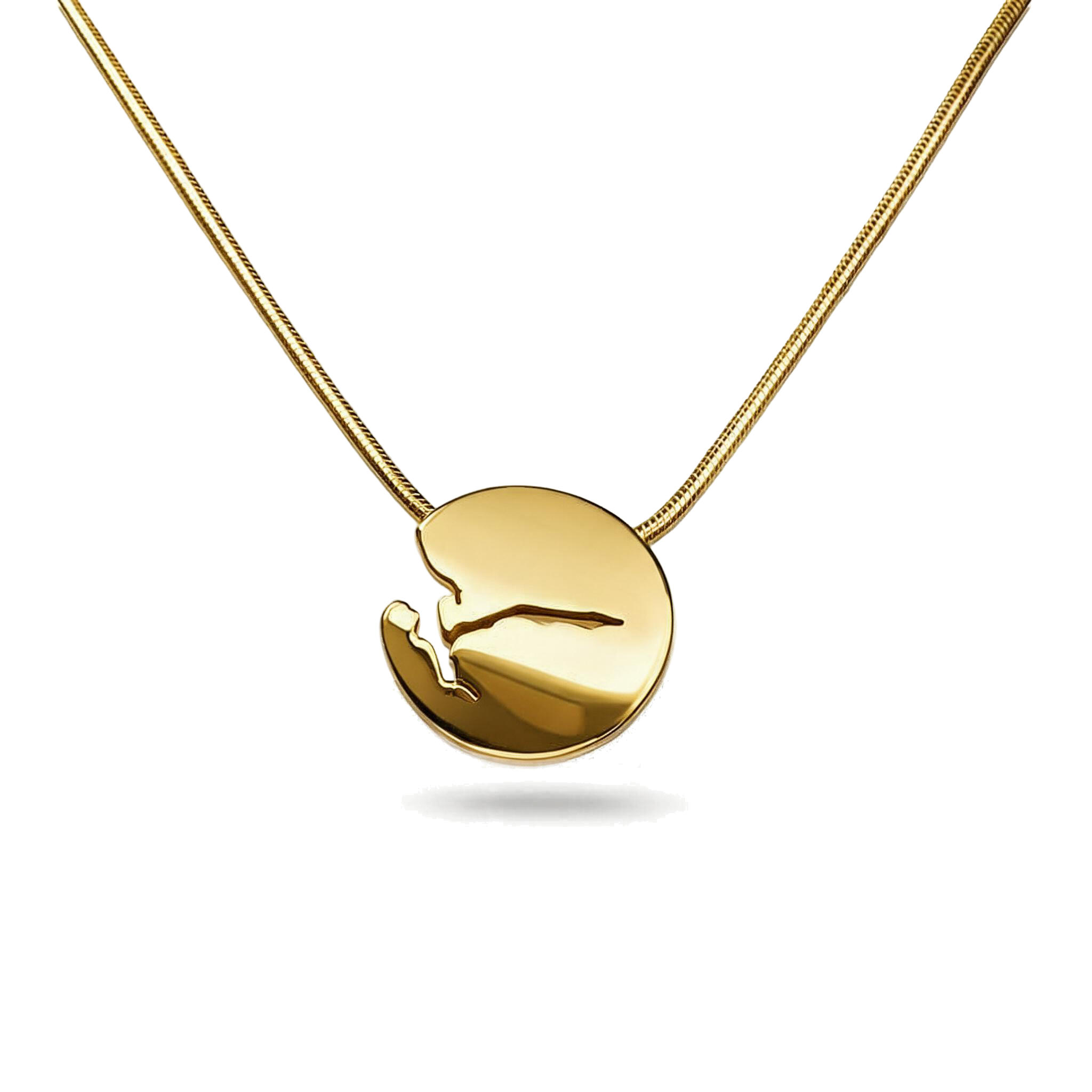Curved fjord necklace 16 mm in 14k gold from Ekenberg Scandinavia's Fjords of Norway collection