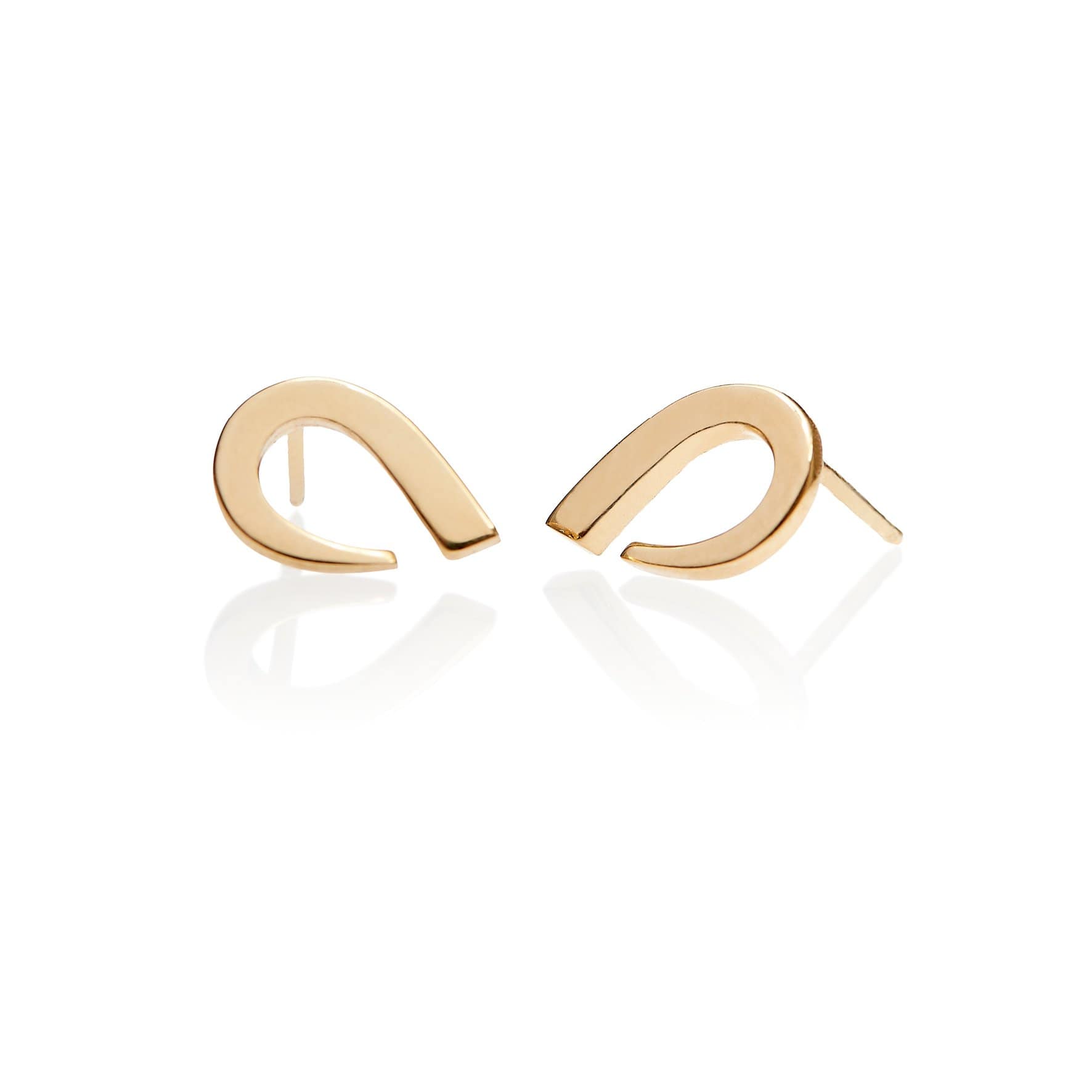 Rounded earrings crafted from 14k gold in size medium