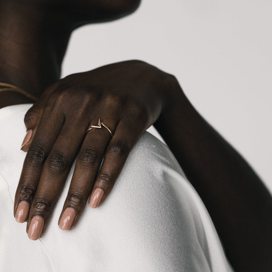 Small ring in gold inspired by the migratory birds